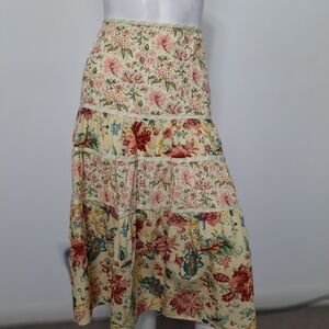 Jones Wear Jeans Multicolor Cottagecore Prairie Floral Tiered Maxi Skirt Size 6